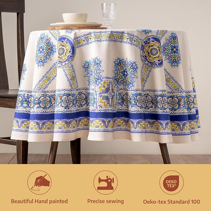 Maison d'Hermine Premium Table Cloth Round Table 100% Cotton 70 Inches - Image 2
