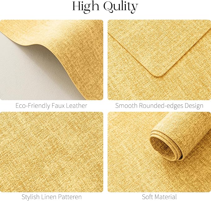 MOSAYT Faux Leather Placemats Set of 6, Heat Resistant Wipeable Washable Vinyl - Image 5