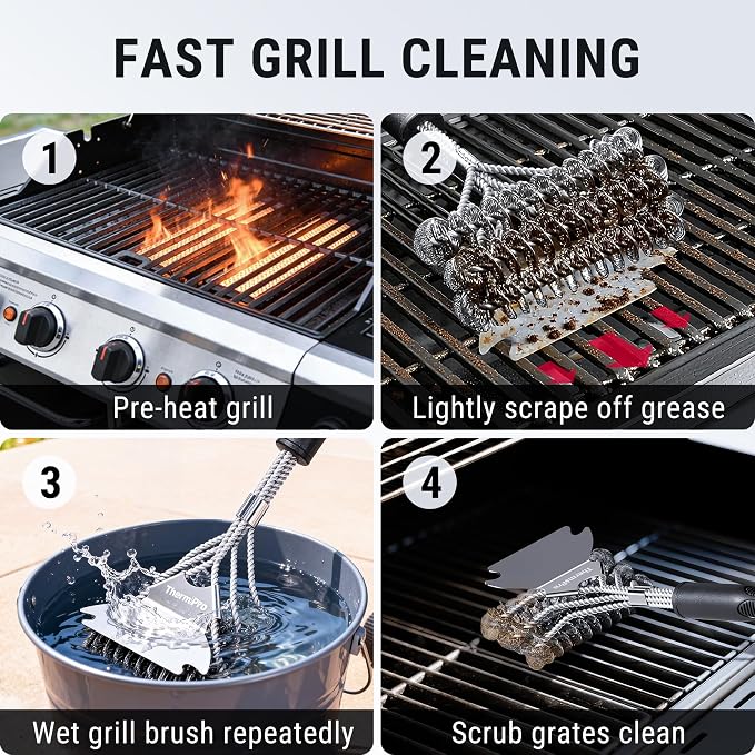 ThermoPro BBQ Grill Brush with Wide Scraper, Bristle-Free Stainless Steel - Image 6