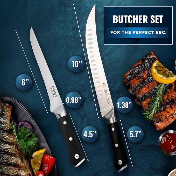 Cutluxe Butcher Carving Set – Cimeter Breaking & Boning Knives - Image 6