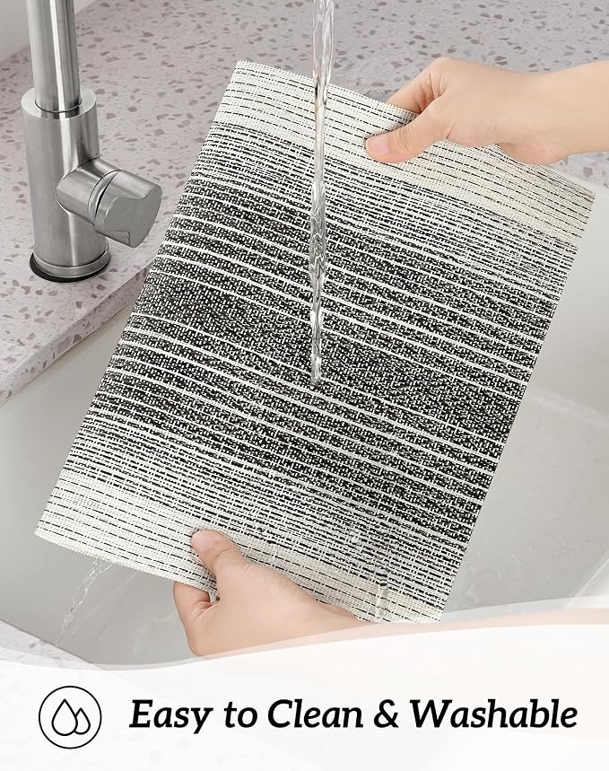 Leetaltree Black with White Woven Placemats Set of 6 - Image 5