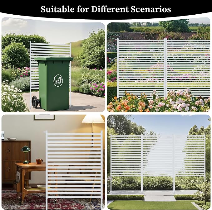 Outdoor Privacy Screen with Stand, Rustproof Metal Fence Panel, 35.43’’x - Image 6