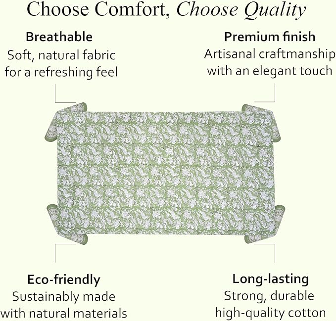 CPC Tablecloth 100% Cotton 60x90 Inch Indian Block Print Rectangle Table Cover - Image 6
