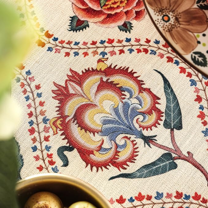 Vintage French Round Tablecloth, Linen Extra Long Tablecloth - Image 5