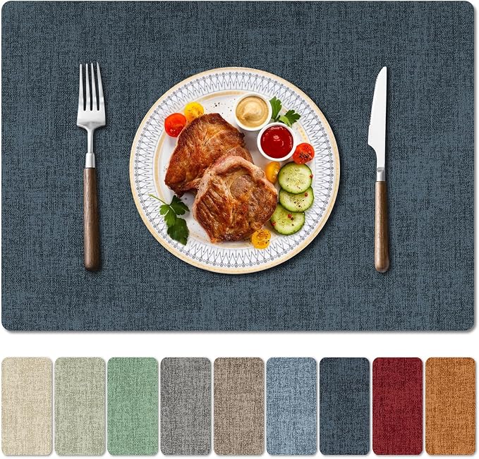 Faux Leather Heat Resistant Placemats Set of 4 – Waterproof Oilproof Wipeable by Unknown
