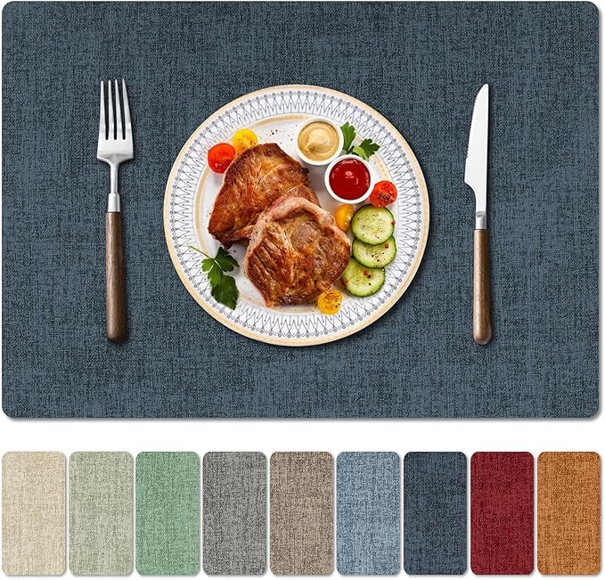 Faux Leather Heat Resistant Placemats Set of 8 – Waterproof Oilproof Wipeable by Unknown