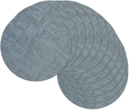 13" Round Placemats Set of 12, Reversible Faux Leather Heat Resistant Table Mats by NCUE