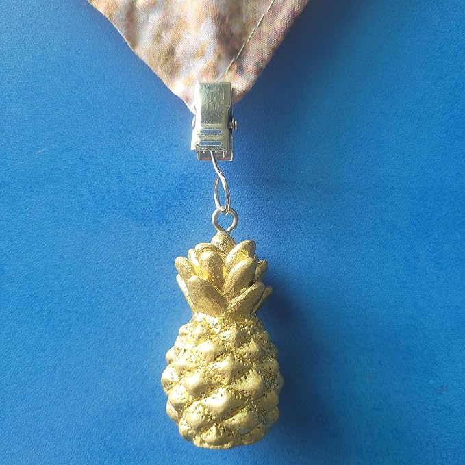 TwoFish Home Set of 4 Golden Pineapple Resin Tablecloth Clamps Golden Pineapple - Image 4