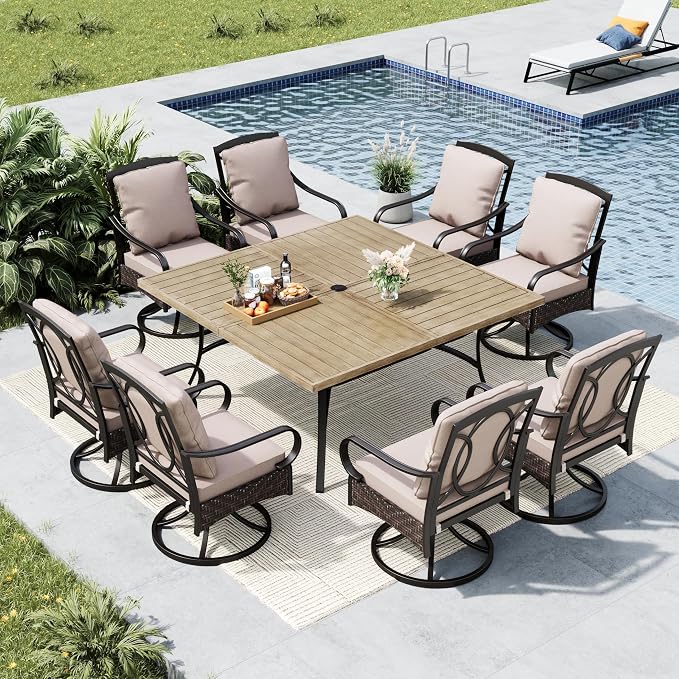 MFSTUDIO 9 Pieces Outdoor Dining Set by MFSTUDIO