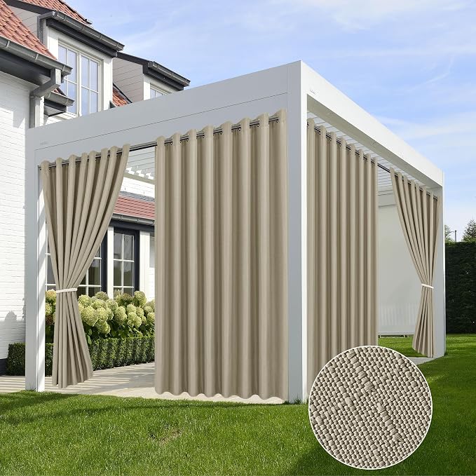 HolidayIdeas 4 Panels Linen Outdoor Curtains by HolidayIdeas