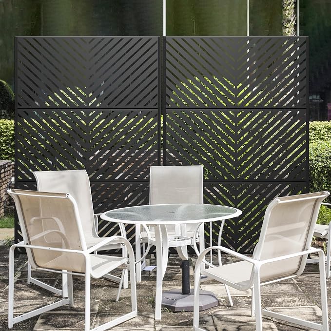 Metal Privacy Screen Outdoor 72" H×47" W, Freestanding Decorative Privacy Screen - Image 3