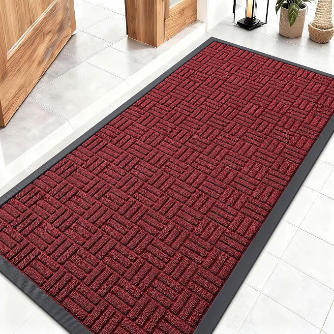 OLANLY Front Door Mat Outside Entrance 47x23, Heavy Duty Sturdy Natural Rubber by OLANLY