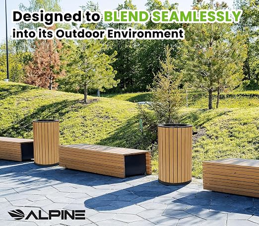 Alpine 32 Gallon Commercial Outdoor Trash Can - Image 7