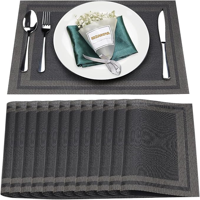 Placemats Set of 12, Heat and Stain Resistant Indoor/Outdoor Place mats by BxzanDya-LifeSmartMaker