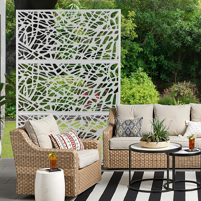 Metal Privacy Screen for Outdoor & Indoor Use, Free Standing Privacy Screen for - Image 7