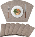 Round Table Placemats Set of 6, Faux Leather Wedge Shape Place Mats Heat by Wanlvhu