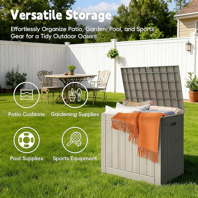 Mars Villa 31 Gallon Deck Box, Waterproof Weatherproof and UV Resistant Resin - Image 2