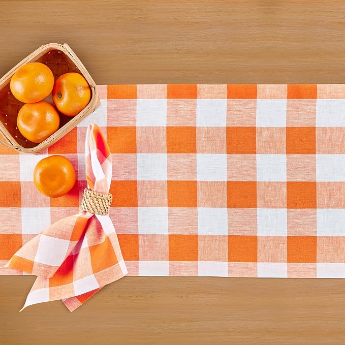 Solino Home Linen Checkered Table Runner 60 Inches - Image 3