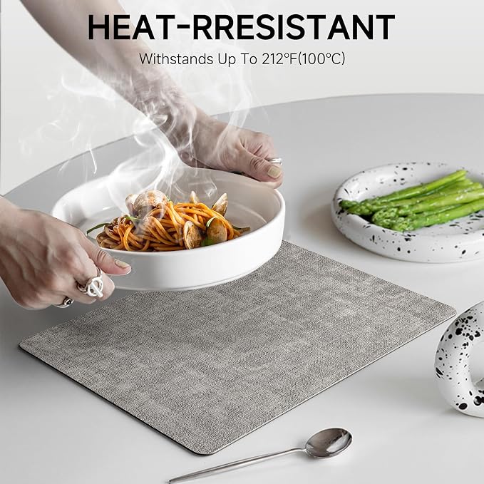 Faux Leather Vinyl Placemats Set of 4 Wipeable Heat Resistant Place Mats 100% - Image 3