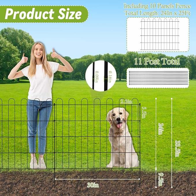 Sunnyglade 10 Panels No Dig Decorative Outdoor Garden Fence - Image 4