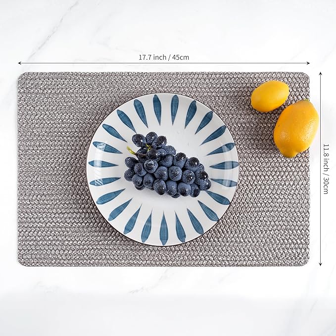 POLYTE Indoor/Outdoor Washable Woven Vinyl Table Dining Placemats - Image 4