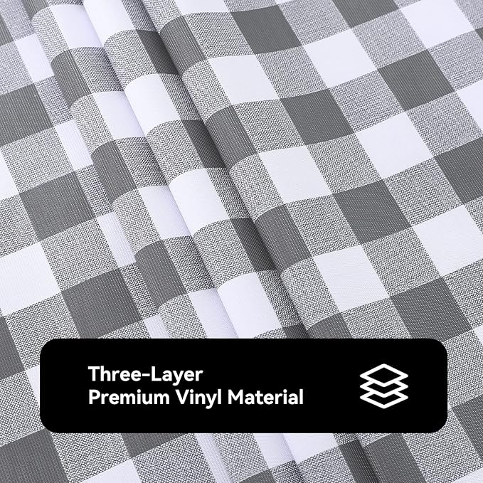 Romanstile Rectangle Vinyl Tablecloth, 100% Waterproof Buffalo Gingham Plastic - Image 6