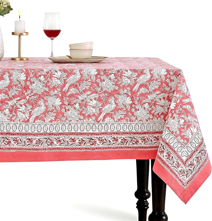 CPC Tablecloth 100% Cotton 60x90 Inch Indian Block Print Rectangle Table Cover by COTTONPRINTCLUB