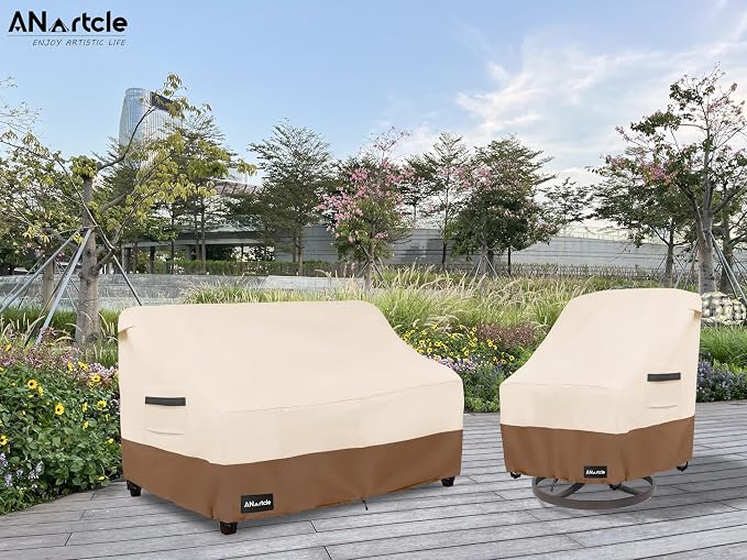 3-Seater Patio Sofa Cover, 79W x 37D x 35H Inches Outdoor Couch Cover, 100% - Image 6