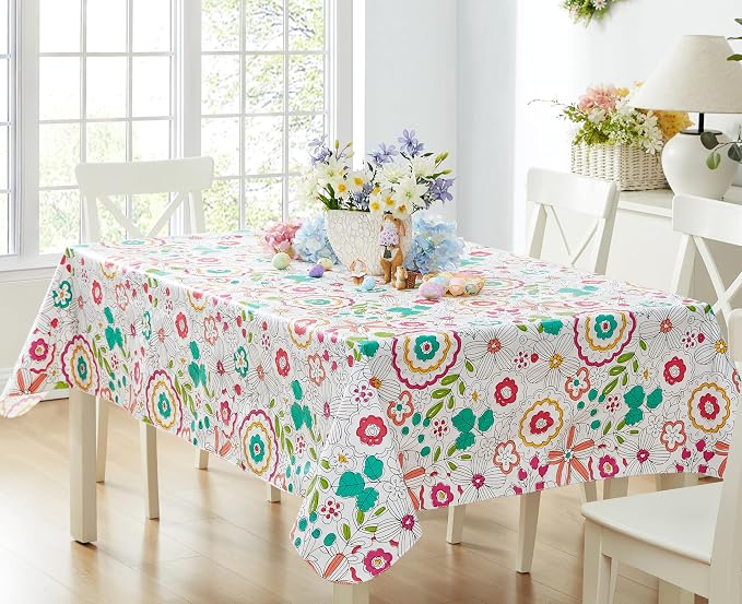 Newbridge Shabby Chic Lily Print 60 x 102 Inch Rectangle Vinyl Flannel Backed by HomeBargainsPlus