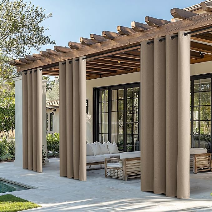 NICETOWN Outdoor Curtains for Patio Waterproof, Thermal Insulated Linen - Image 8