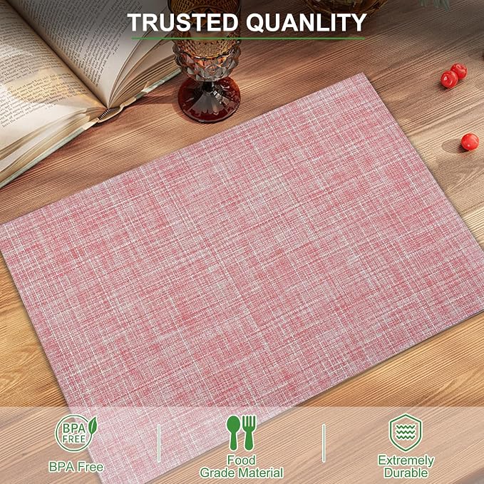 BETEAM Placemats Set of 6, Woven Vinyl Placemat - Image 2
