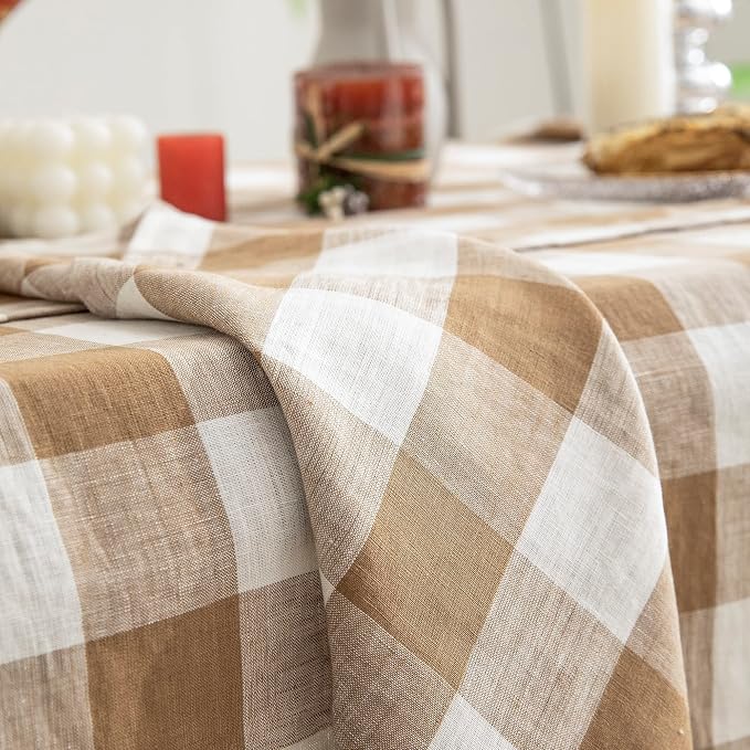 EVERLY 100% Yarn-Dyed Linen Rectangle Tablecloths 60x108Inches - Image 8