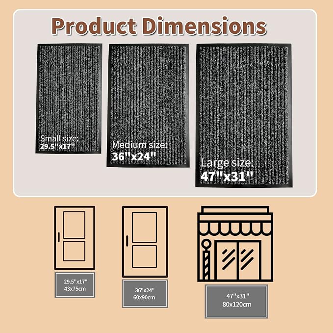 Front Door Mat Outdoor, Non-Slip and Heavy Duty Welcome Mat, Low Profile Easy - Image 2