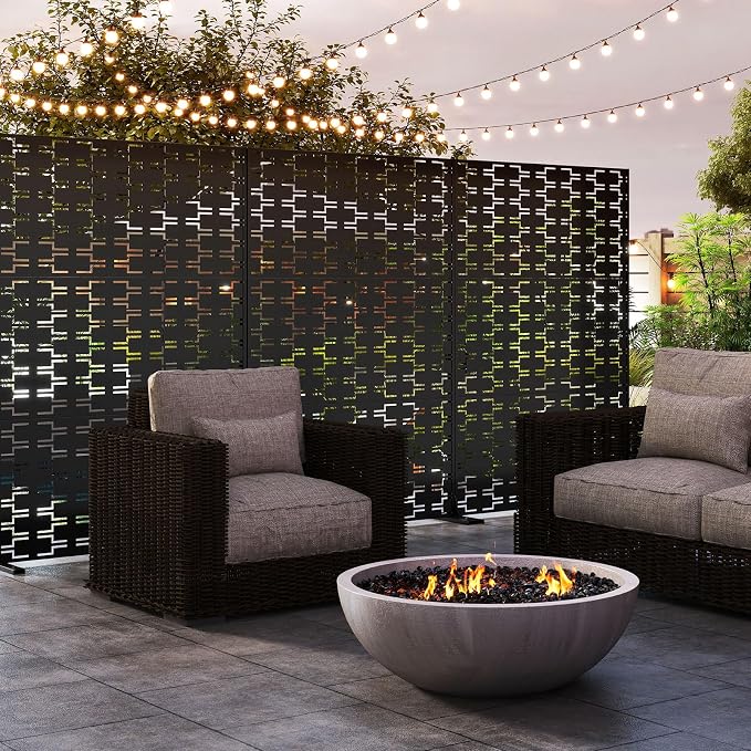 Giantex Metal Privacy Screen 72''H x 48''W, Powder-Coated Decorative Outdoor - Image 2