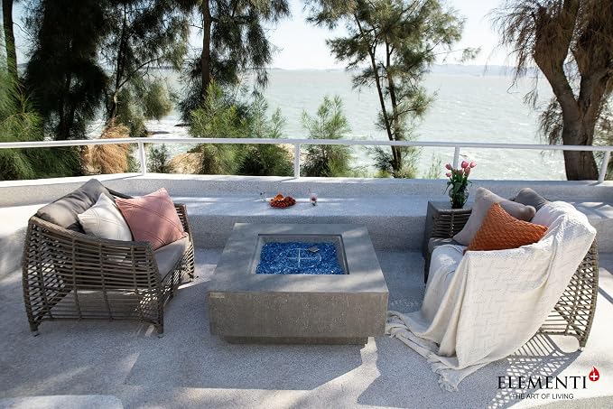 Elementi+ | Victoria Gas Fire Pit Cast Concrete 40" Square Fire Table, Outdoor - Image 5