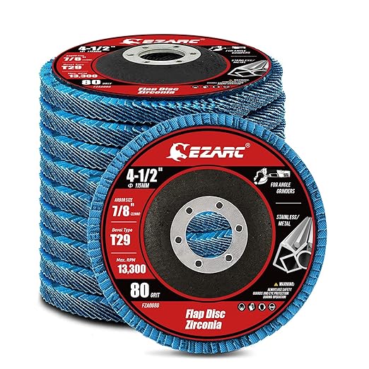 EZARC Flap Discs 80 Grit, 4 1/2 x 7/8-Inch Flap Sanding Disc, Type 29 Zirconia by EZARCTools