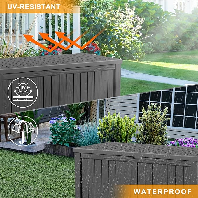 120 GallonOutdoor Storage Box, Resin Deck Boxes Waterproof, IndoorOutdoor Bin - Image 4