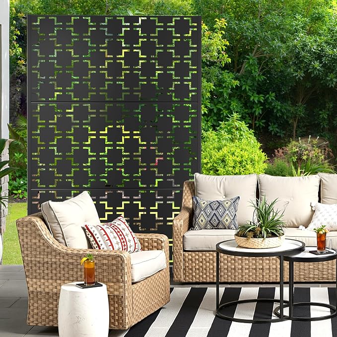 Metal Privacy Screen for Outdoor & Indoor Use, Free Standing Privacy Screen for - Image 7