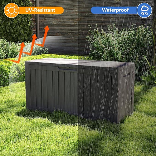 100 Gallon Outdoor Storage Box Waterproof, Resin Deck Boxes - Image 2