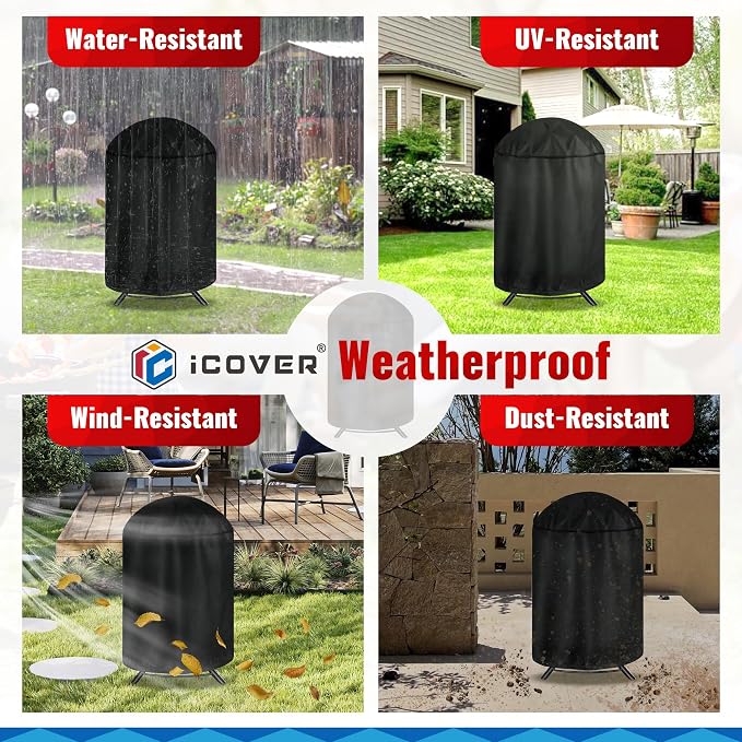 iCOVER Round Grill Cover, Waterproof Charcoal Kettle Grill Cover, UV Resistant - Image 7