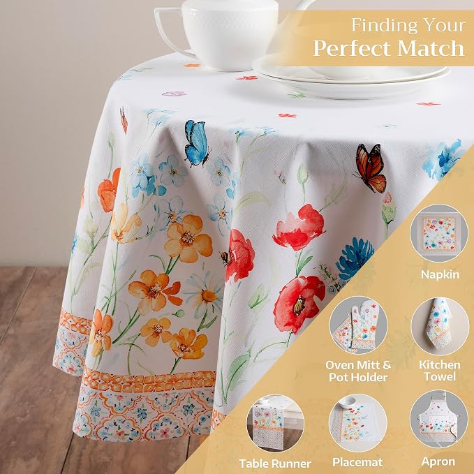 Maison d' Hermine Table Cloth Round Table 100% Cotton 63 Inches Tablecloth - Image 6