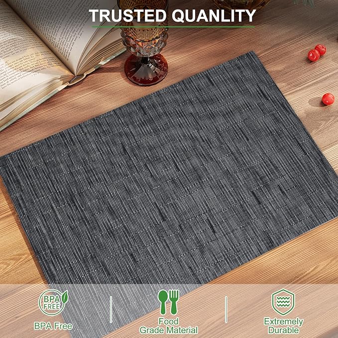 BETEAM Placemats Set of 6, Woven Vinyl Placemat - Image 2