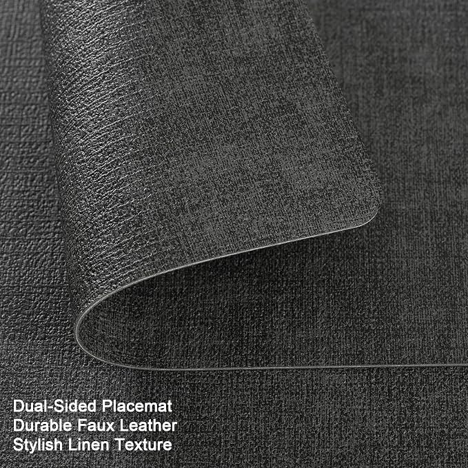 Myir JUN Placemats Dual Sided, Faux Leather Place Mats Set of 8 Indoor Placemats - Image 2
