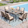 PHI VILLA Outdoor Dining Set for 6, All-Weather Patio Table and Chairs Set for 6 by PHIVILLAThepioneerofcomfortablehouseholdsupplies