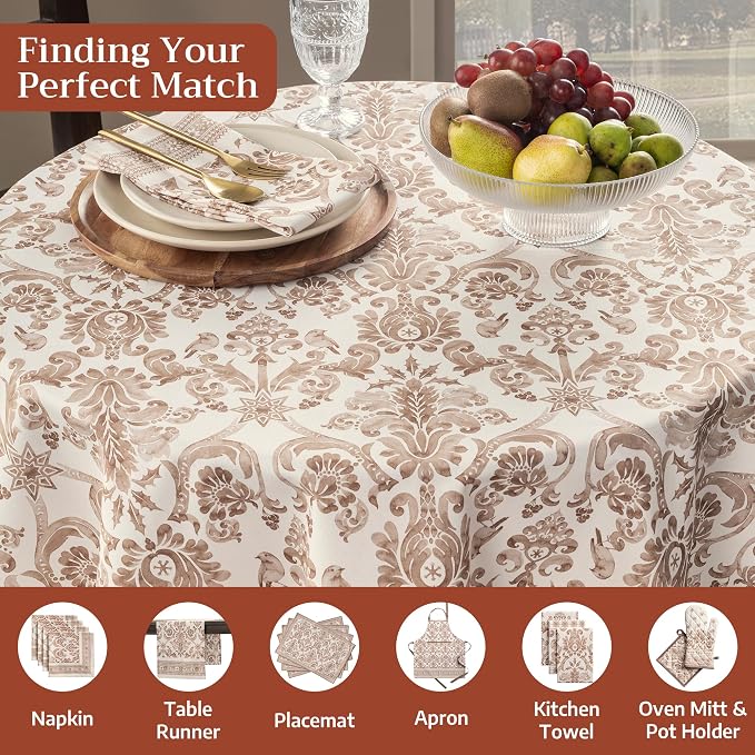 Maison d' Hermine Table Cloth Round Table 100% Cotton 69 Inches Fall Tablecloth - Image 4