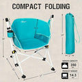 Camping Chair with Cup Holder, Blue Folding Rocker, 350 lb Capacity