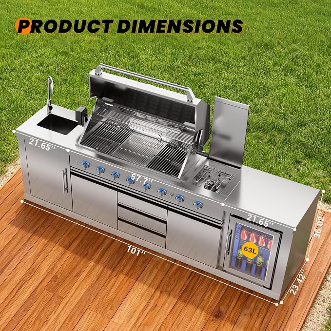 CT Copper Tailor 6-Burner Outdoor Kitchen BBQ Grill Island 99, 000 BTUs - Image 4