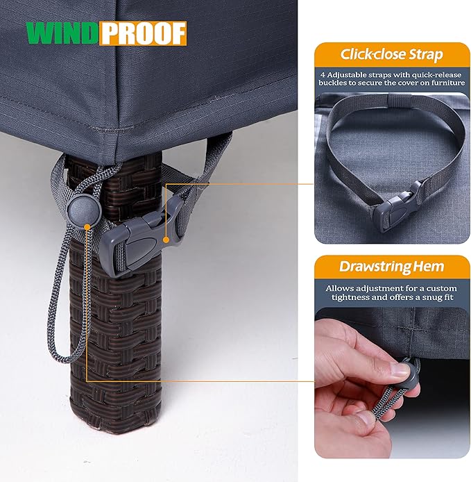 F&J Outdoors Patio Furniture Covers, Waterproof UV Resistant Rip-stop Cover - Image 6