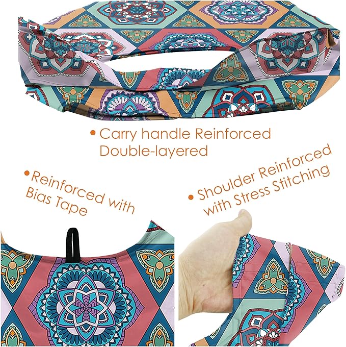 BeeGreen Boho Gifts for Women Geometric Reusable Grocery Bags Mandala Shopping - Image 4