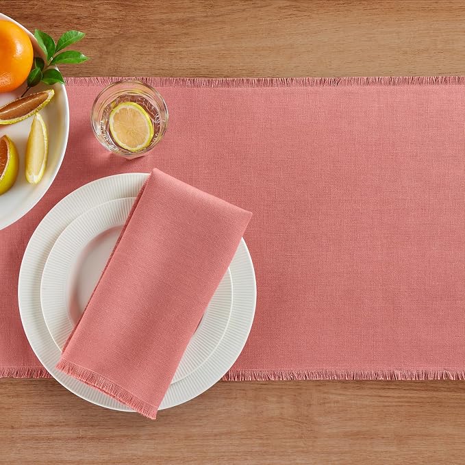 Solino Home Linen Dusty Rose Table Runner 90 Inches Long - Image 3